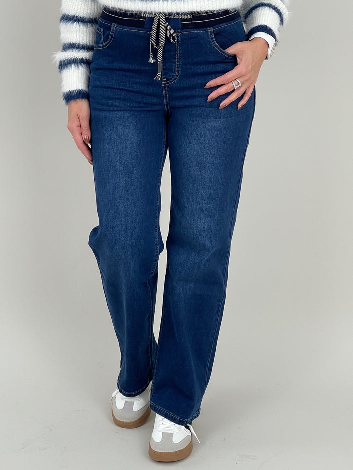 Jeans Wide Leg mit Stretchbund in Blau Art. 6469