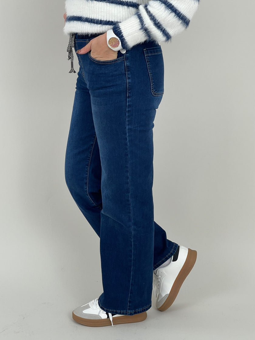 Jeans Wide Leg mit Stretchbund in Blau Art. 6469