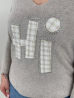 Pullover mit Druck in Beige Art. 6718
