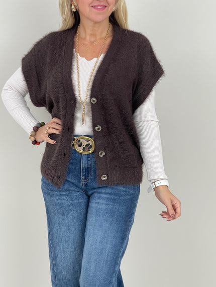 Strickweste flauschig in Mokka Art. RB6455