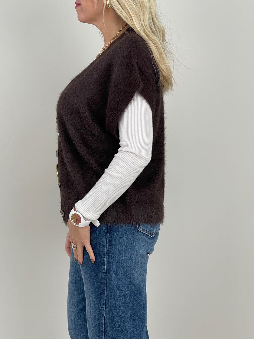 Strickweste flauschig in Mokka Art. RB6455