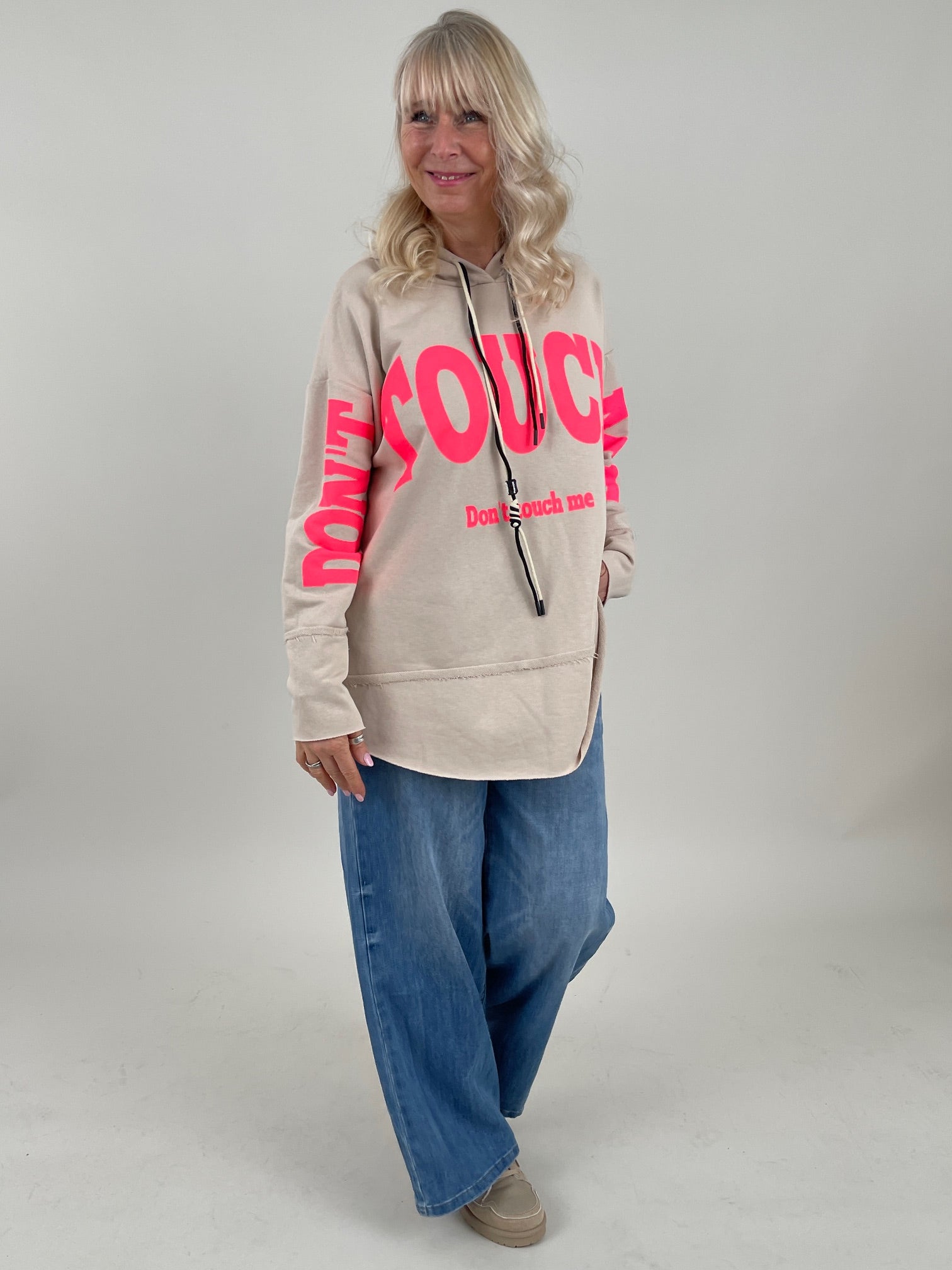 Kapuzen-Sweatshirt mit Print in Beige/Pink Artikel 6699