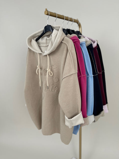 Hoodie Feinstrick 3D Schrift in verschiedenen Farben Artikel 6464