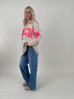 Kapuzen-Sweatshirt mit Print in Beige/Pink Artikel 6699