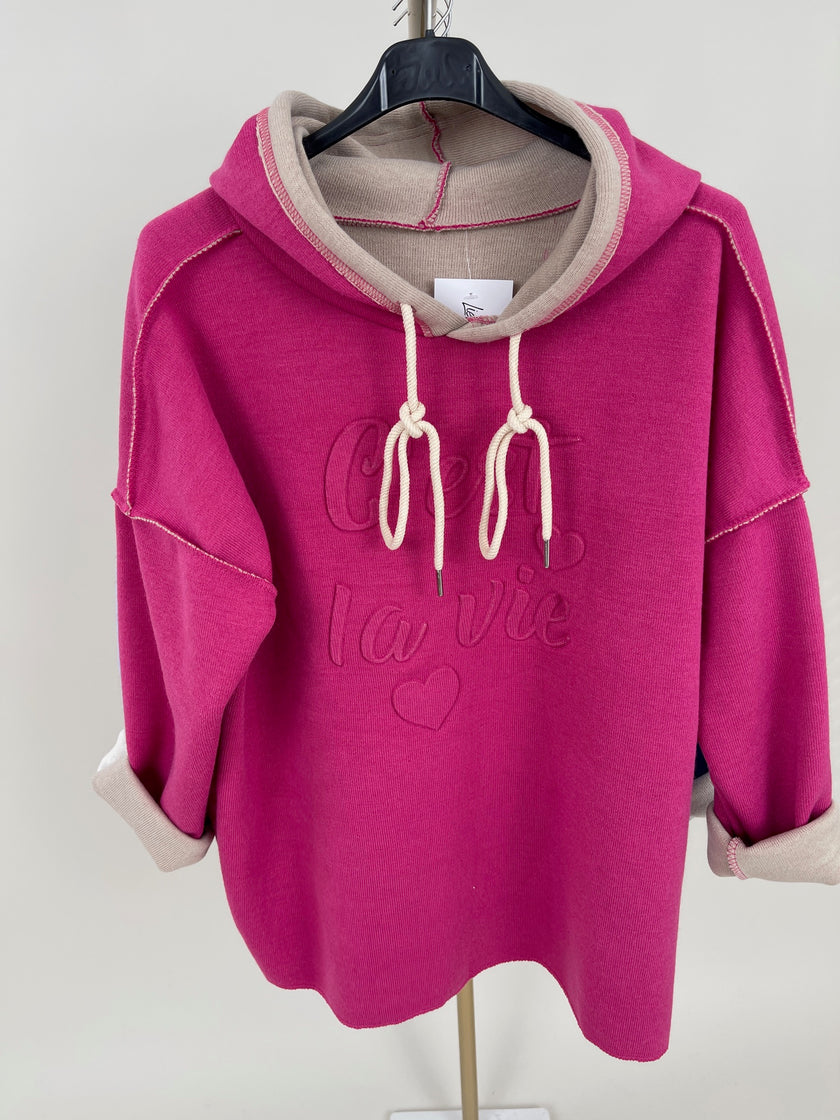 Hoodie Feinstrick 3D Schrift in verschiedenen Farben Artikel 6464