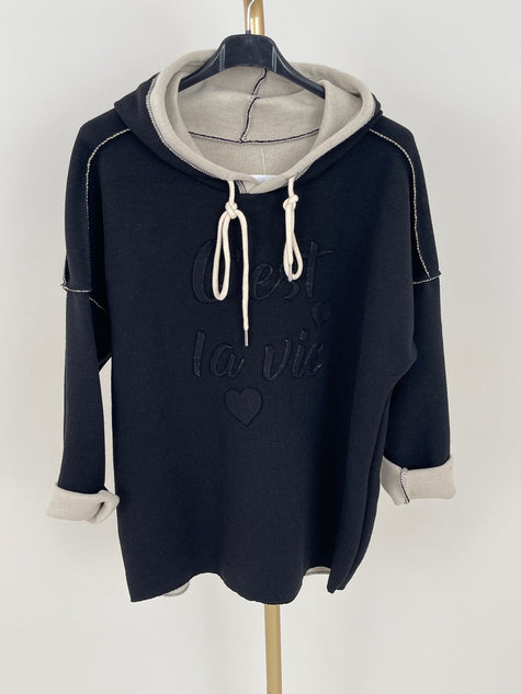 Hoodie Feinstrick 3D Schrift in verschiedenen Farben Artikel 6464