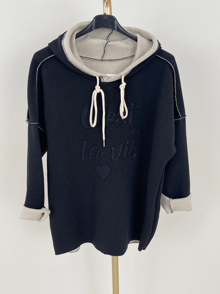 Hoodie Feinstrick 3D Schrift in verschiedenen Farben Artikel 6464