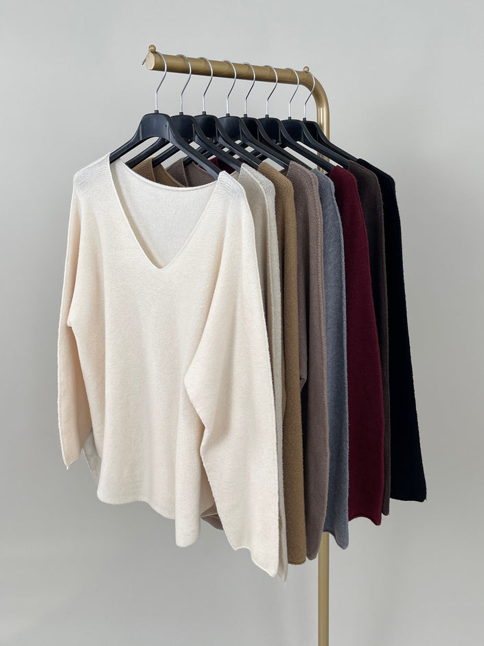 Pullover Uni V-Ausschnitt in versch. Farben Art. 6413
