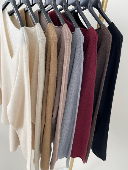 Pullover Uni V-Ausschnitt in versch. Farben Art. 6413