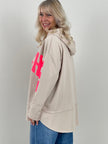 Kapuzen-Sweatshirt mit Print in Beige/Pink Artikel 6699