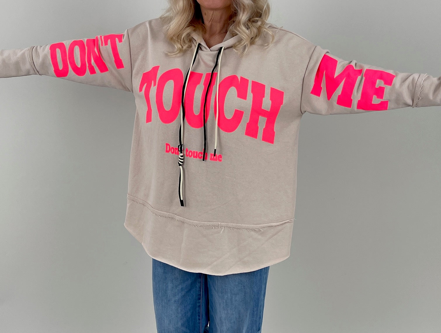 Kapuzen-Sweatshirt mit Print in Beige/Pink Artikel 6699