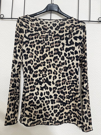 Langarmshirt mit Cashmere Leo in Beige Art. 6457