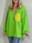 Pullover Smiley und Statement hinten in Grün Artikel 5521