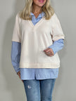 Sweatshirt mit Bluseneinsatz in versch. Farben Artikel 5522