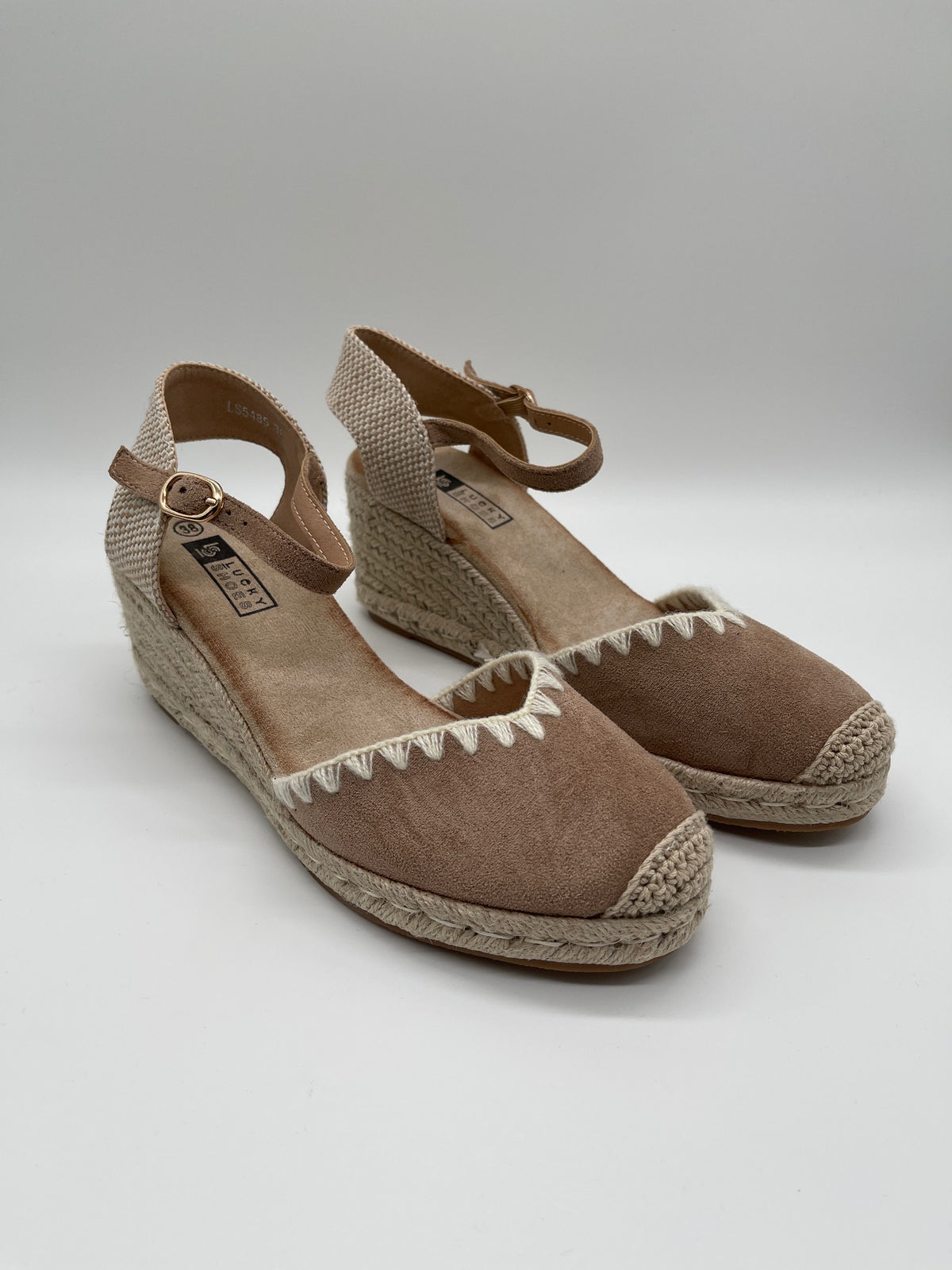 Espadrilles mit Keilabsatz in Taupe