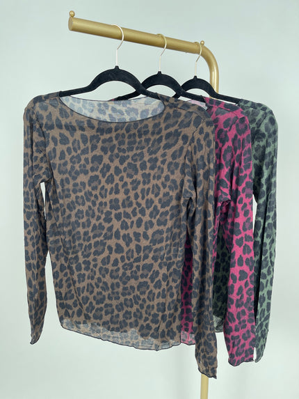 Langarmshirt Cashmere Leomuster in versch. Farben Art. 6509