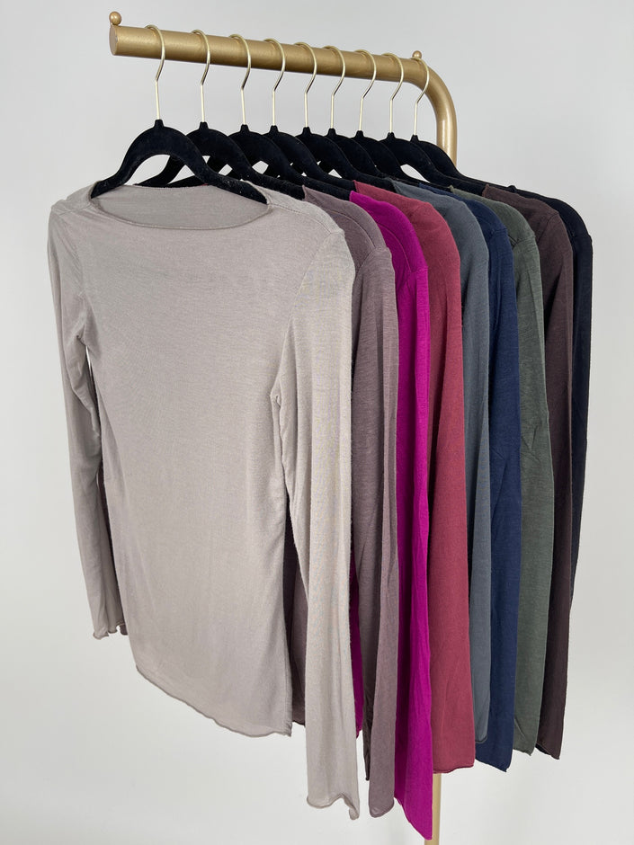 Langarmshirt mit Cashmere Uni in verschiedenen Farben Artikel 6213
