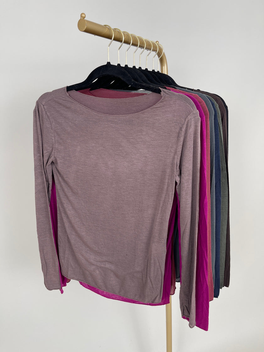 Langarmshirt mit Cashmere Uni in verschiedenen Farben Artikel 6213