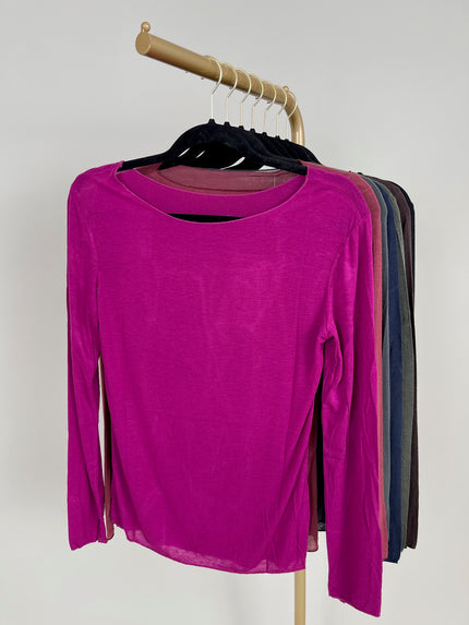 Langarmshirt mit Cashmere Uni in verschiedenen Farben Artikel 6213