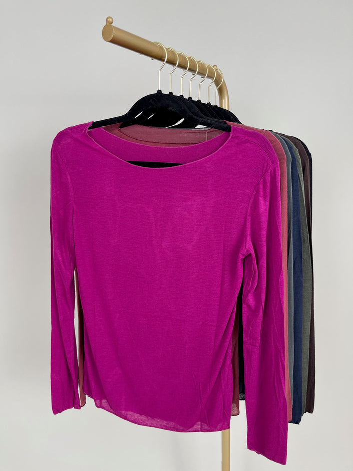 Langarmshirt mit Cashmere Uni in verschiedenen Farben Artikel 6213
