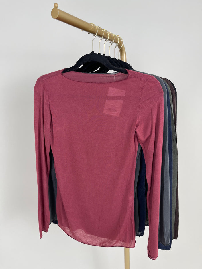 Langarmshirt mit Cashmere Uni in verschiedenen Farben Artikel 6213