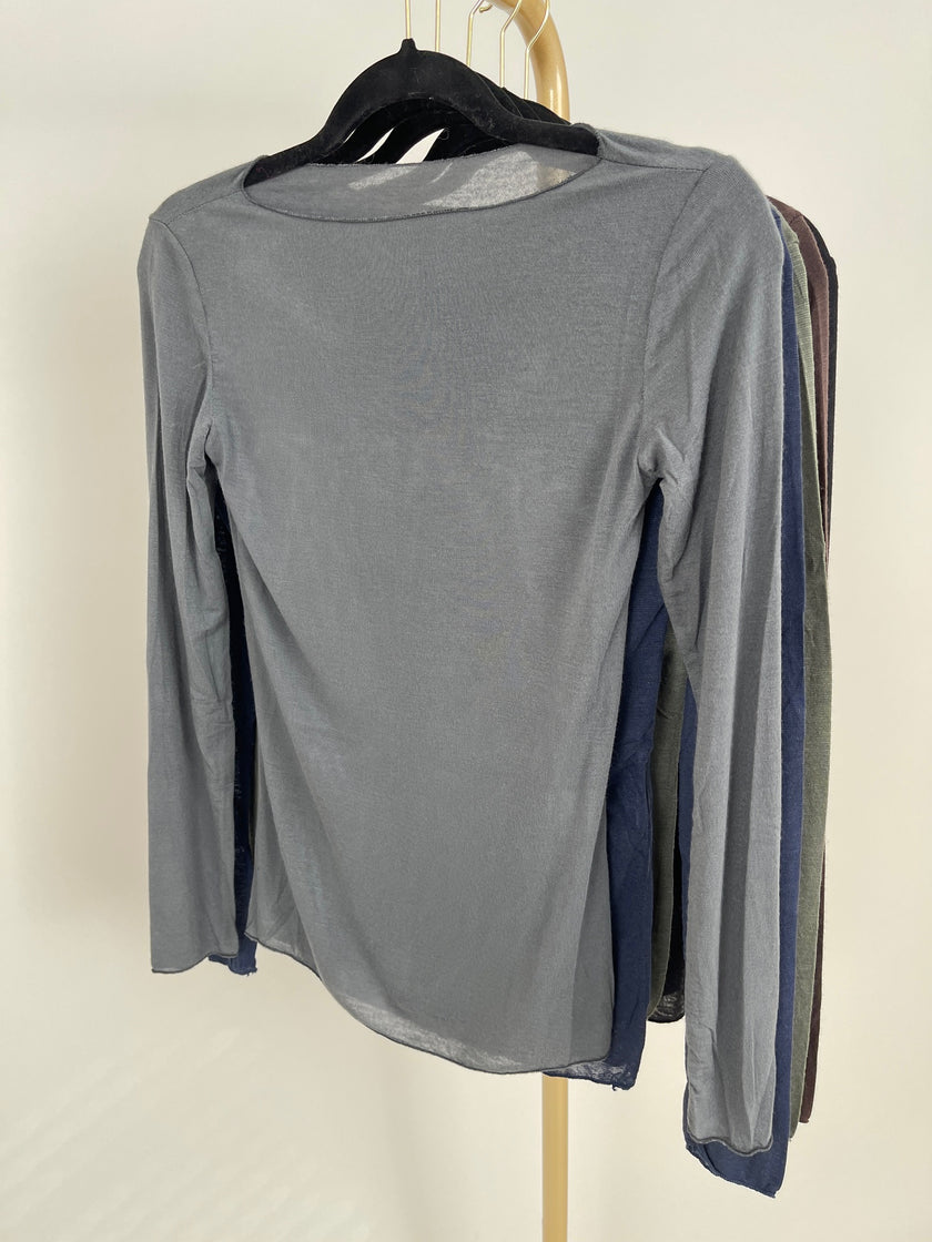 Langarmshirt mit Cashmere Uni in verschiedenen Farben Artikel 6213