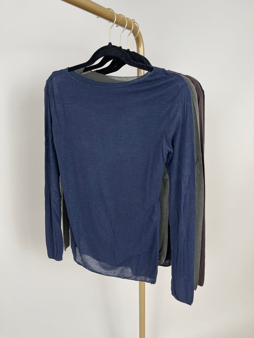 Langarmshirt mit Cashmere Uni in verschiedenen Farben Artikel 6213