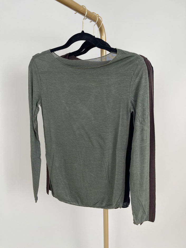 Langarmshirt mit Cashmere Uni in verschiedenen Farben Artikel 6213