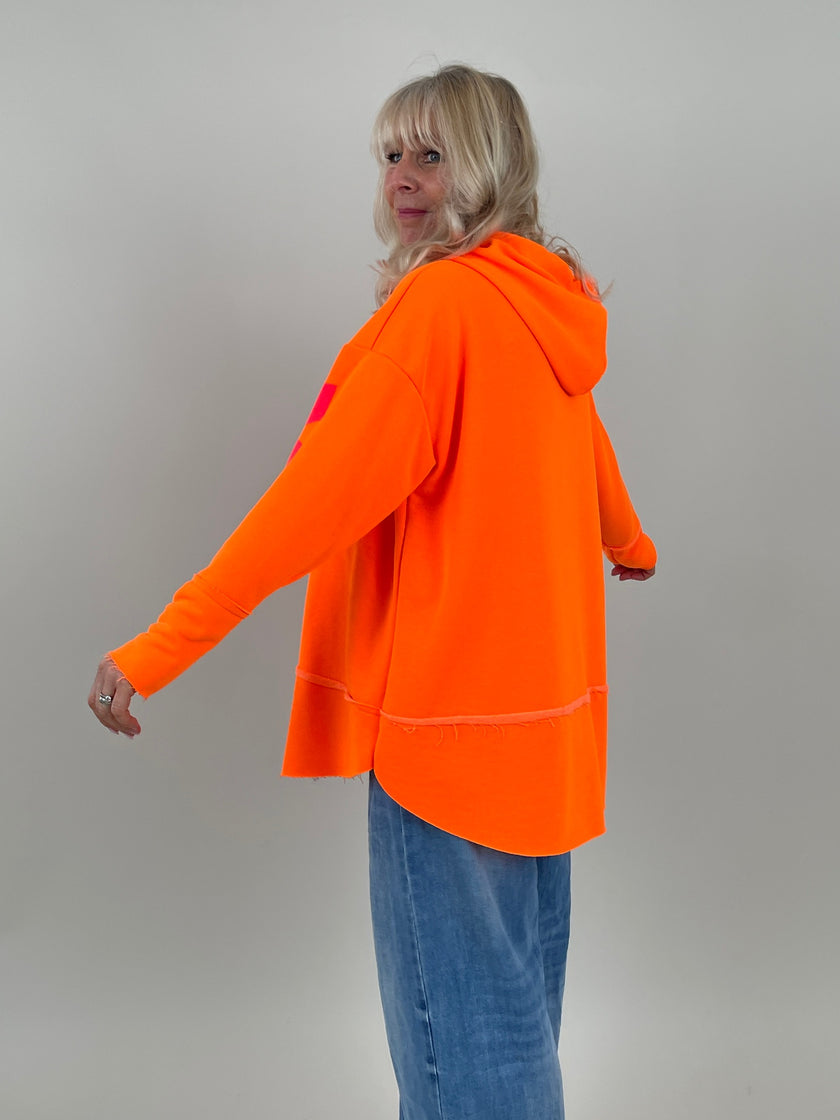 Kapuzen-Sweatshirt mit Print in Orange/Pink Artikel 6698