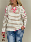 Sweatshirt Streifen in Beige/Pink Artikel 6067