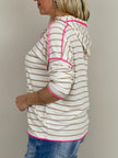 Sweatshirt Streifen in Beige/Pink Artikel 6067