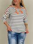 Sweatshirt Streifen in Marine/Orange Artikel 6066