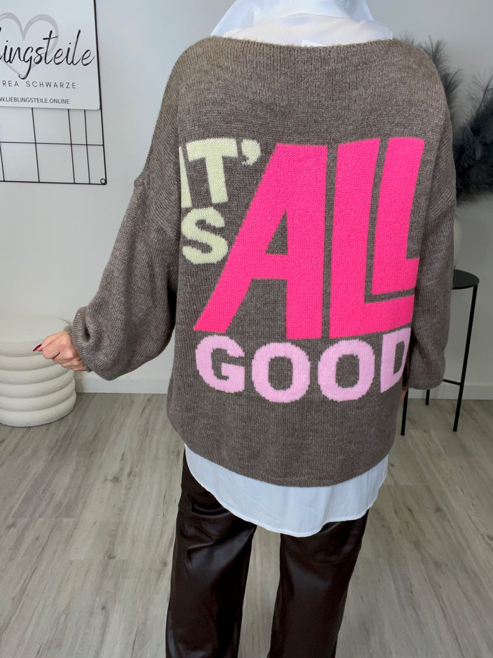Pullover Smiley und Statement in Braun Art. 6511