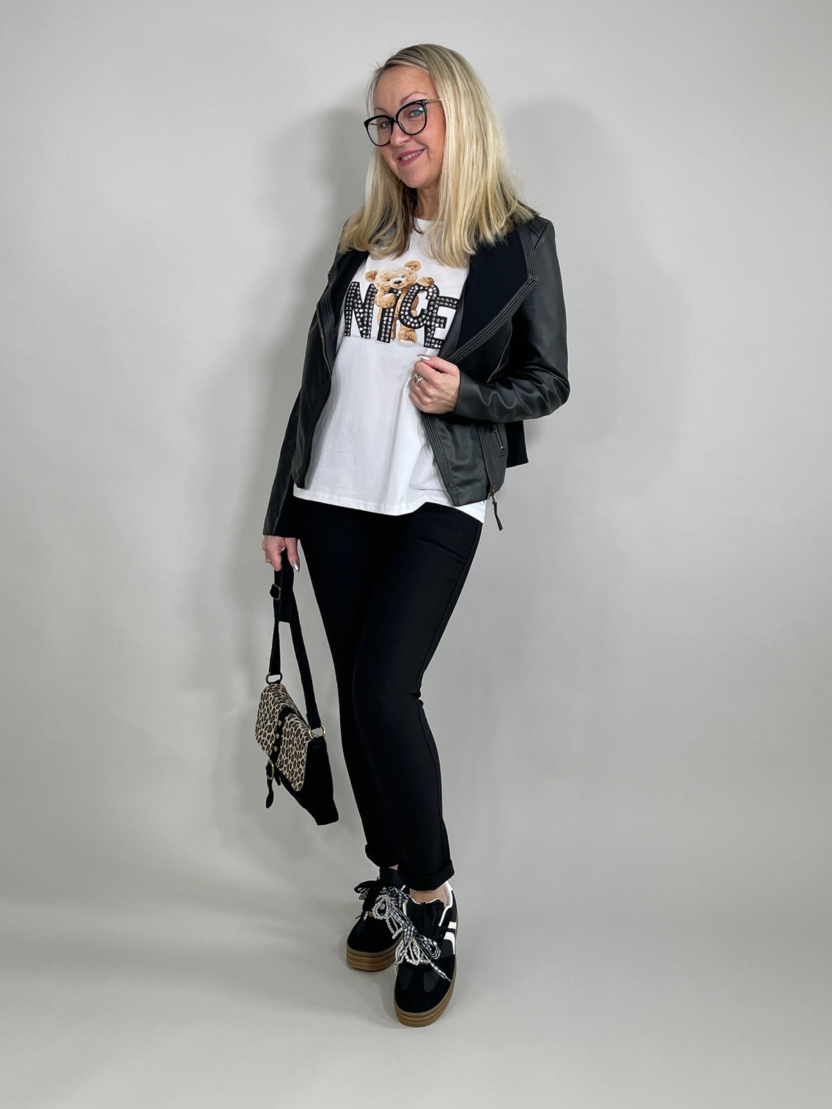 Leggings Stretch mit Details am Bund