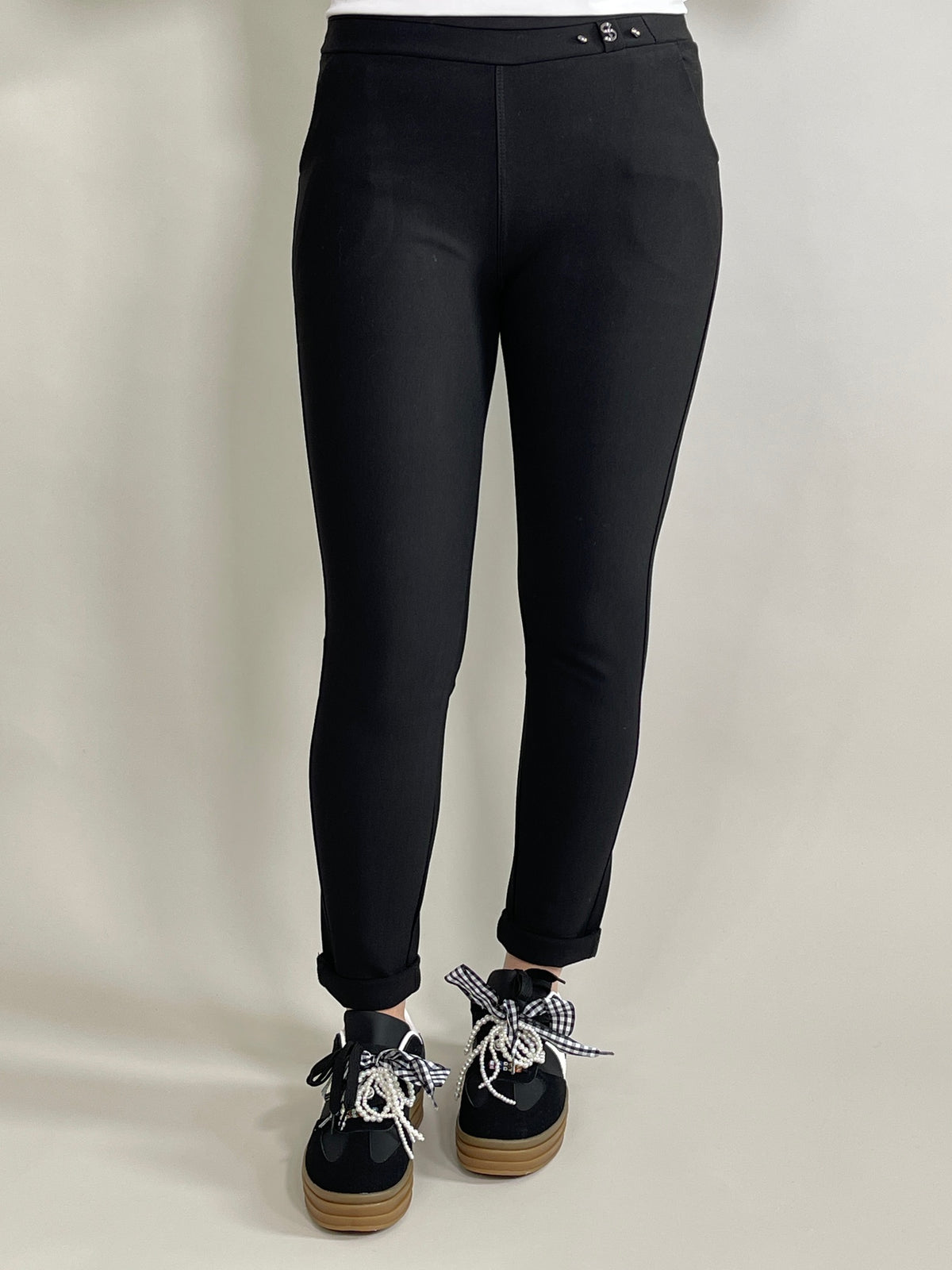 Leggings Stretch mit Details am Bund