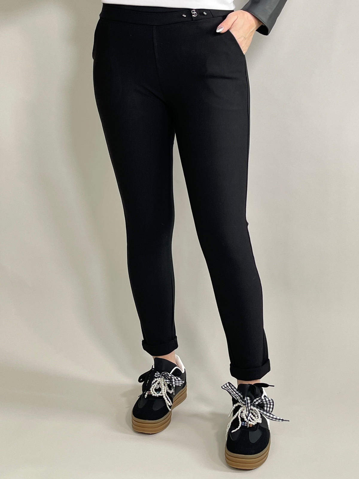 Leggings Stretch mit Details am Bund