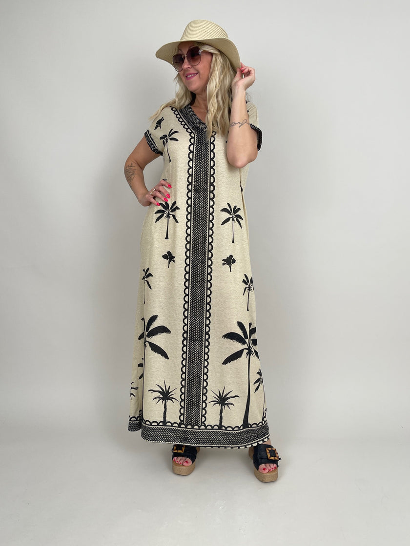 Kleid Feinstrick mit Palmen