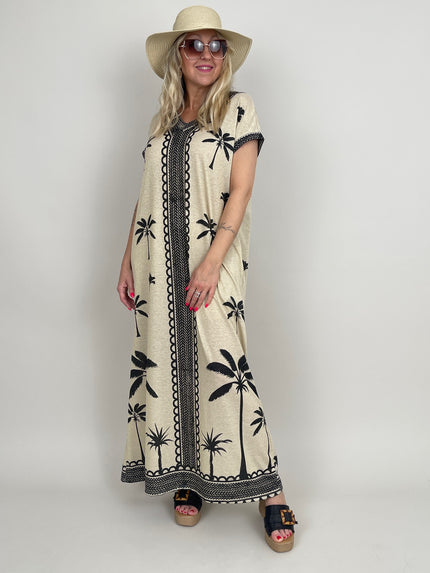 Kleid Feinstrick mit Palmen Artikel 6080