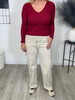 Jeans Wide Leg mit Stretchbund in Beige Art. 6493