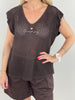 Netzpullover kurze Satin-Ärmel in versch. Farben Artikel 6056