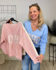 Pullover Schrift mit Blumenprint in versch. Farben