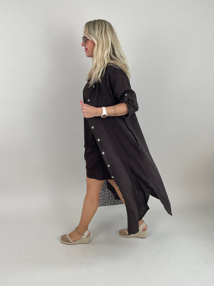 Kleid Leinen Maxi in Mokka Artikel 6082