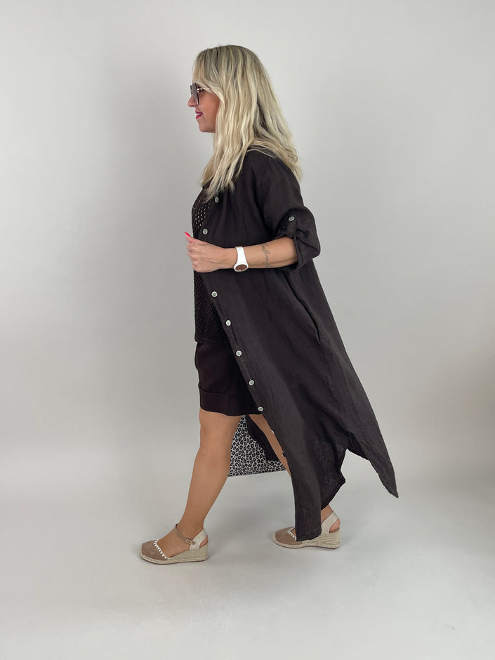 Kleid Leinen Maxi in Mokka Artikel 6082