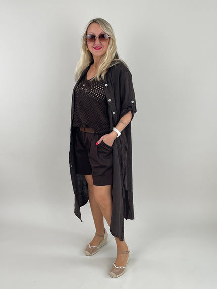 Kleid Leinen Maxi in Mokka Artikel 6082