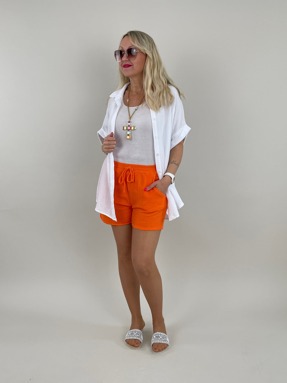 Musselin Shorts Uni in versch. Farben