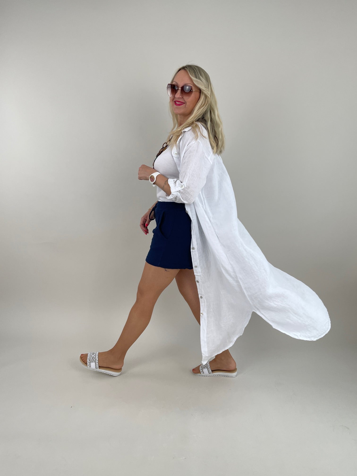 Kleid Leinen Maxi in Weiß Artikel 6083