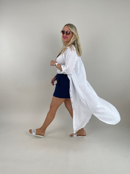 Kleid Leinen Maxi in Weiß Artikel 6083