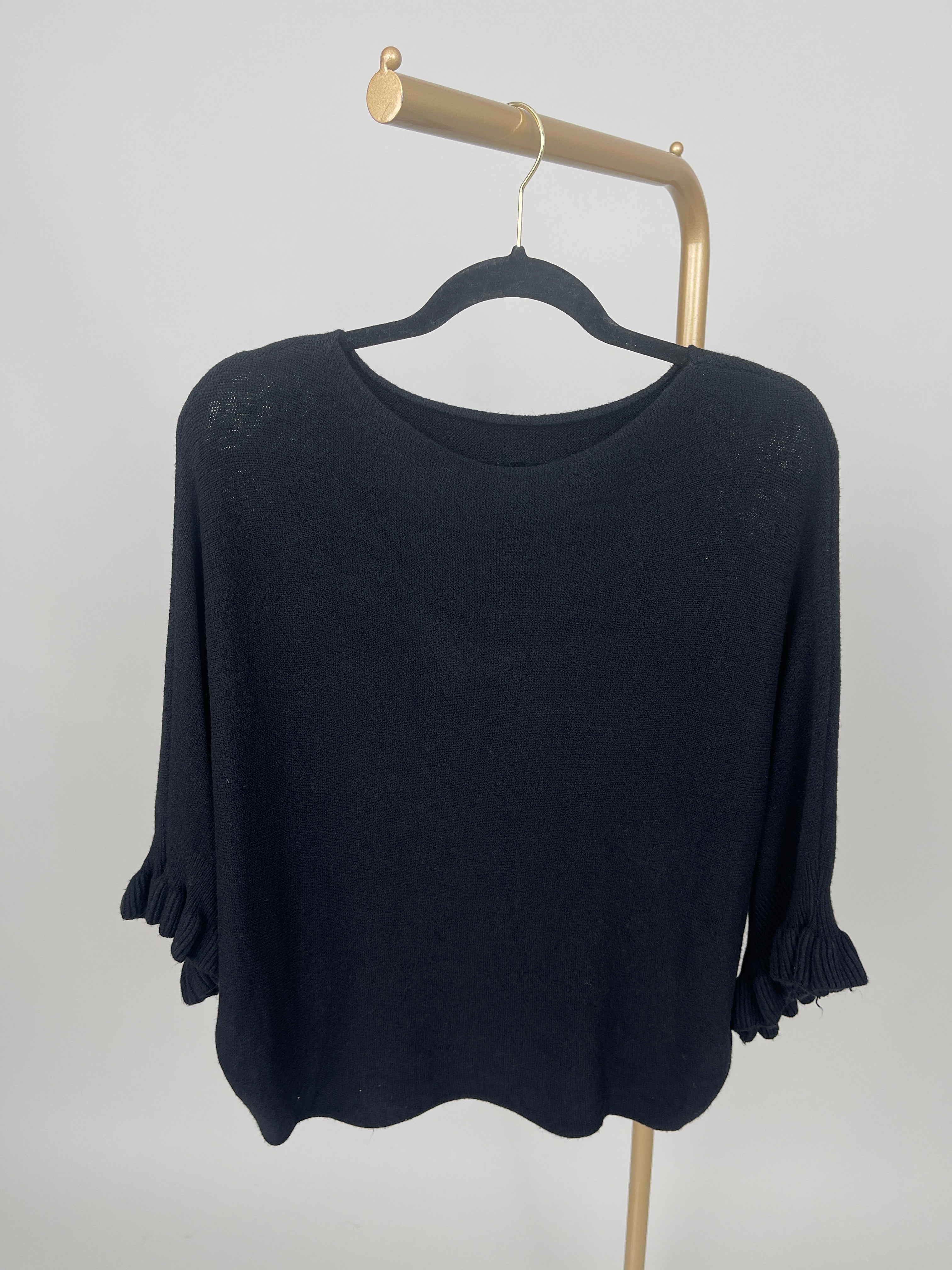 Pullover Feinstrick Rüschen in versch. Farben