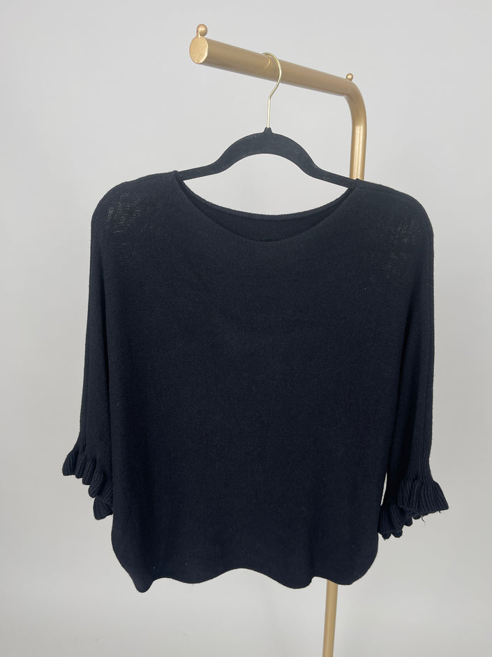 Pullover Feinstrick Rüschen in versch. Farben