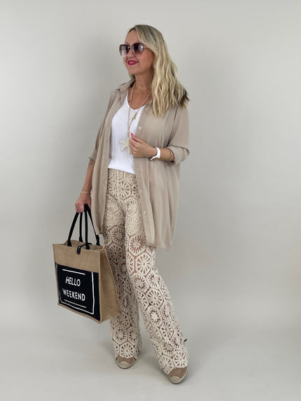 Hose Häkelspitze in Beige Artikel 6088